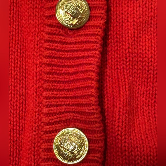 Bright Red Button Button Down Sweater - Picture 5 of 6